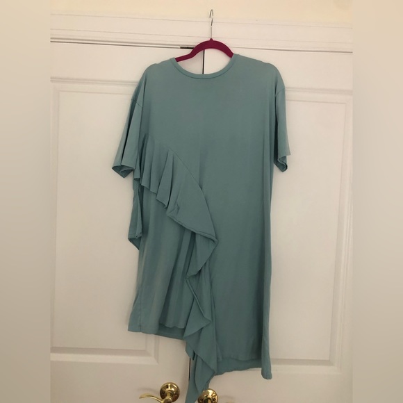 Zara Trafaluc Short Sleeve Ruffle T-Shirt Dress Blue Size Medium - Picture 1 of 3